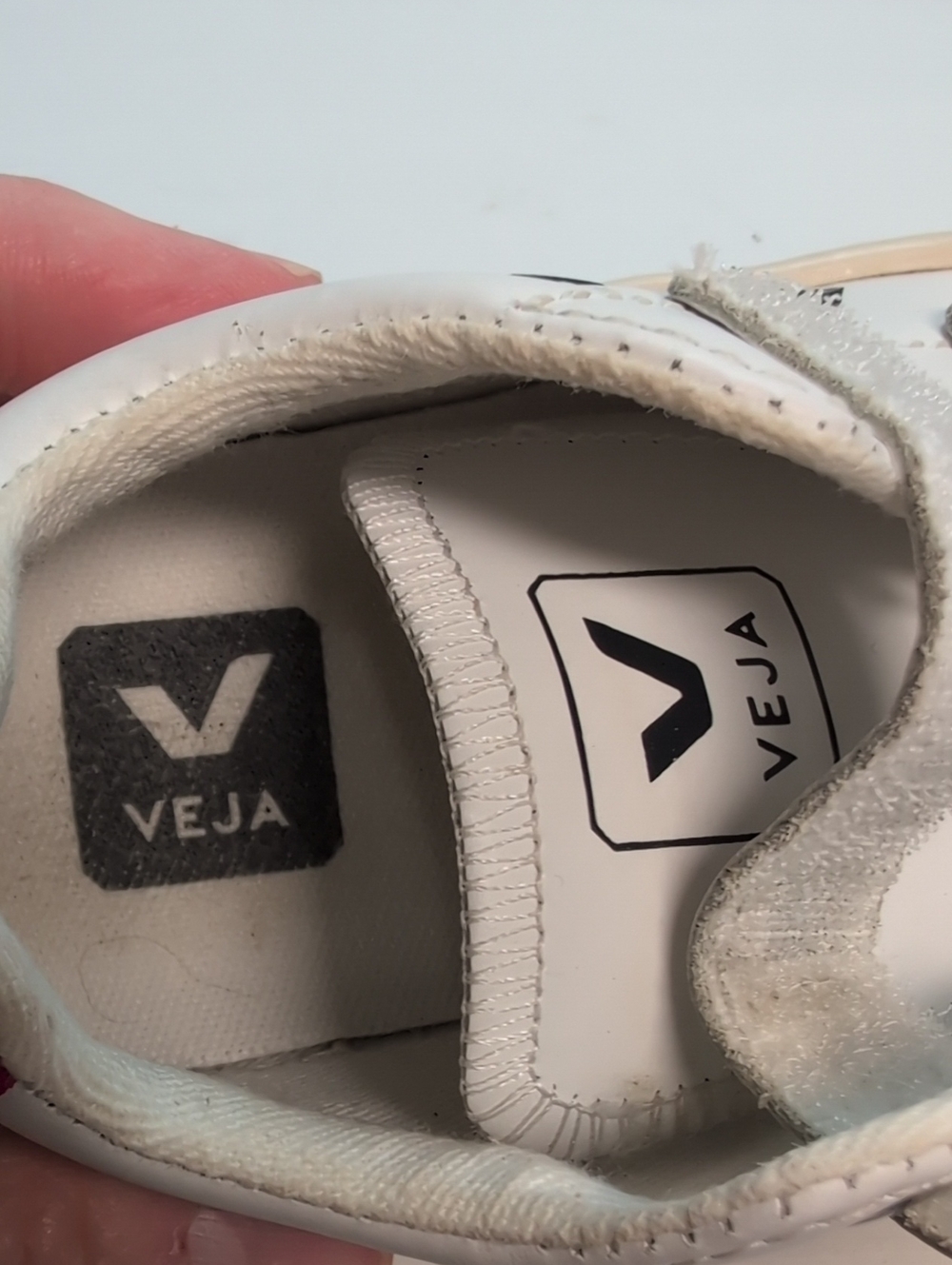 Kids toddler Esplar White leather Sneaker w/ Navy V Accent. unisex size 7 EU 23 - Picture 14 of 15